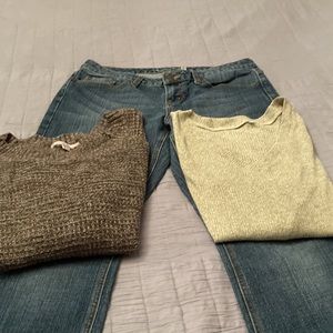 Jeans and 2 sweaters included!